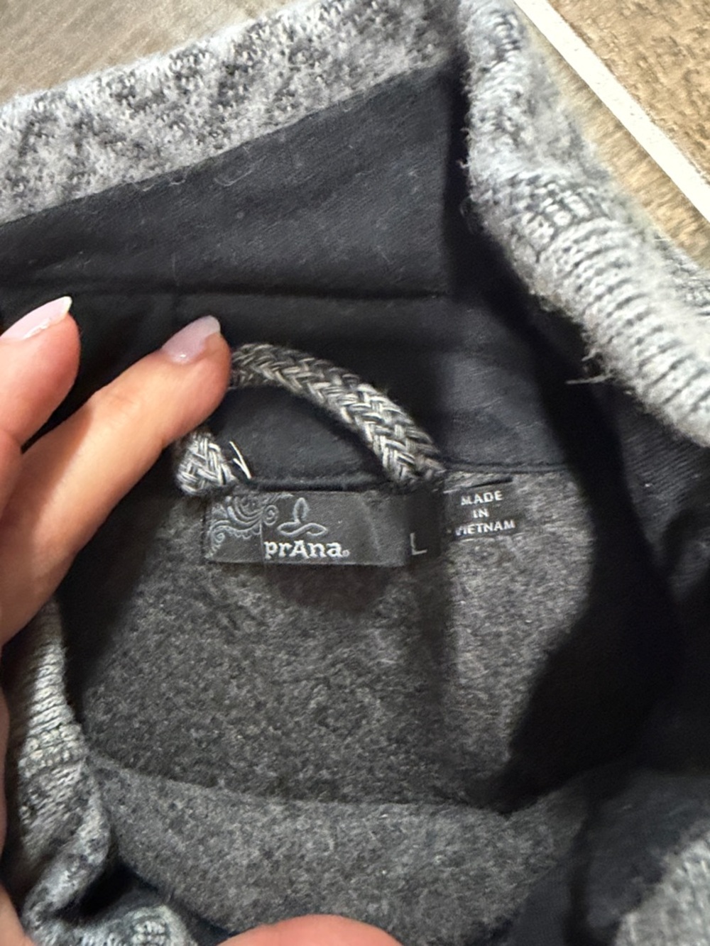 Prana Heather Gray Funnel Neck Pullover with Drawcord - Picture 2 of 3